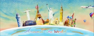 Animasyon resimleri dünyanın ünlü simgelerini gezer, animasyon 4k popüler turistik ilgi odağı olarak dünyayı dolaşır. Görüntü canlandırma 4k biçimi.