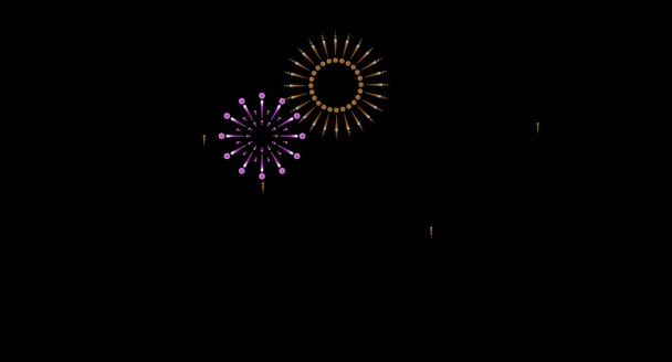 Celebración Del Aniversario Con Fuegos Artificiales Fondo Color Negro Con — Vídeo de stock