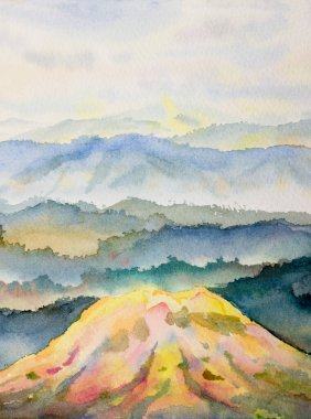 Abstract Arrangements. Landscapes, mountains. Posters. Blue, line, wave navy, blush, watercolor painting colorful Illustration, background. Modern. print. Wall art. Business card. Printable. Pastel.