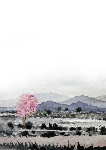 Abstract Landscapes Mountains Posters Flower Pink Gray Blush Nature Paper — Foto Stock