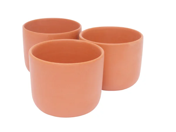 Three brown cups for tea — Stock Photo, Image