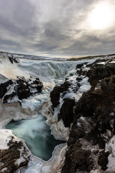 Spectacular Photos Nature Iceland Northern Lights Snow Waterfalls Frozen Rivers — Fotografia de Stock