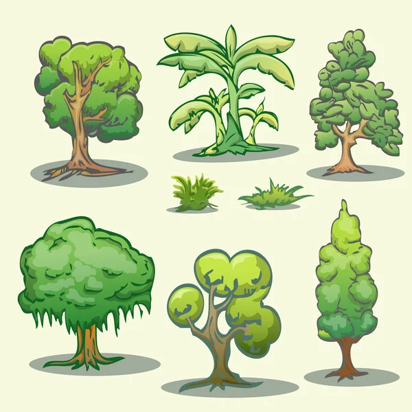 Dibujos animados árbol mano dibujar — Vector de stock