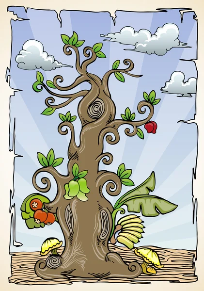 Okrasný strom s různým ovocem Vektorová Grafika