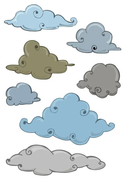 Set of cloud hand draw isolated — Stock Vector