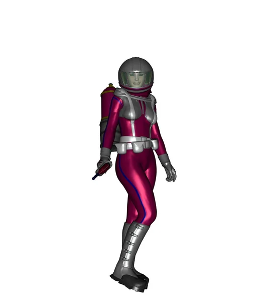 Mulher rosa em Spacesuit — Fotografia de Stock