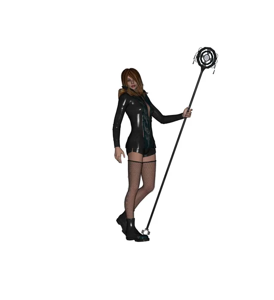 Fantasy Woman with Staff — Stock Photo, Image