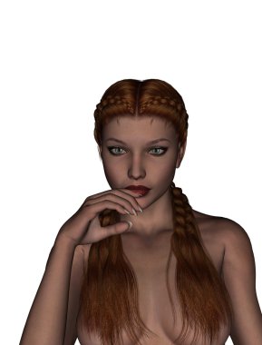 Kızıl saçlı ve mavi gözlü güzel kadın