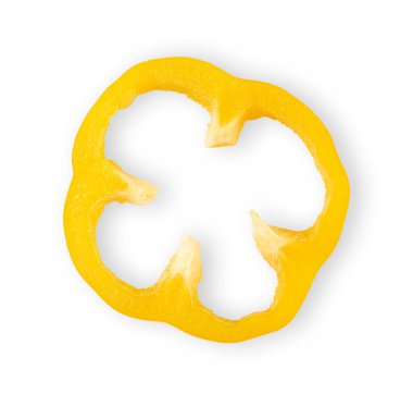 Yellow pepper isolated on a white background, top view