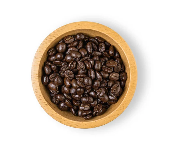 Coffee Beans Separate Wooden Cup White Background — Stock Photo, Image