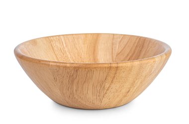 Beyaz arka planda ahşap kâse.