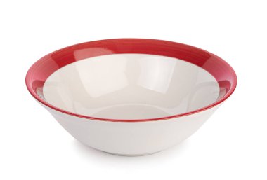 Beyaz arka planda boş beyaz kase izole.