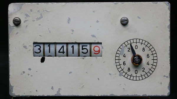 Цифры Старом Счетчике Показывают Число 14159 Константа Математике — стоковое фото