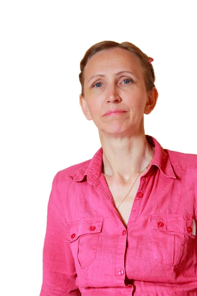 A woman in a red shirt — Stock Photo, Image