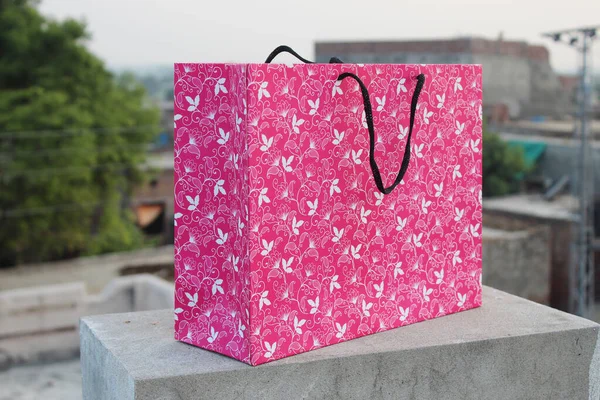 Shopping Bags Set Colorful Empty Paper Bags Mockup Composition Space — Stock Photo, Image