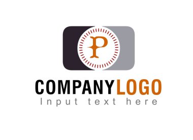 P harfi logo tasarımı. Mesajın burada. Beyaz arkaplanda logo şablonu.