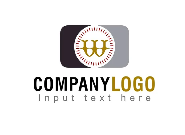 文字Wロゴデザイン テキストはこちら 白い背景のロゴテンプレート — ストック写真