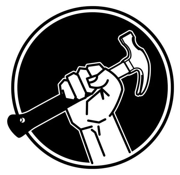 Hand met een hamer — Stockvector