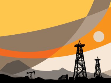 Petrol rig silhouettes