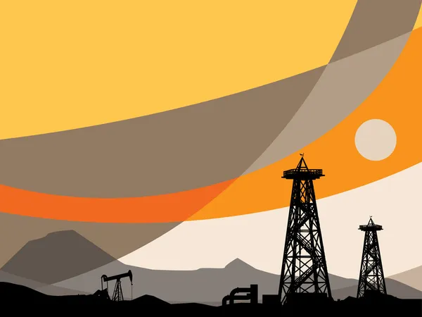 Silhouette della piattaforma petrolifera — Vettoriale Stock