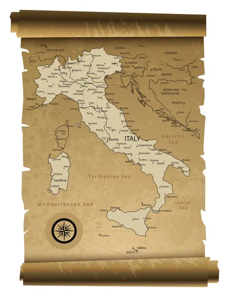 Mappa della Vecchia Italia — Vettoriale Stock