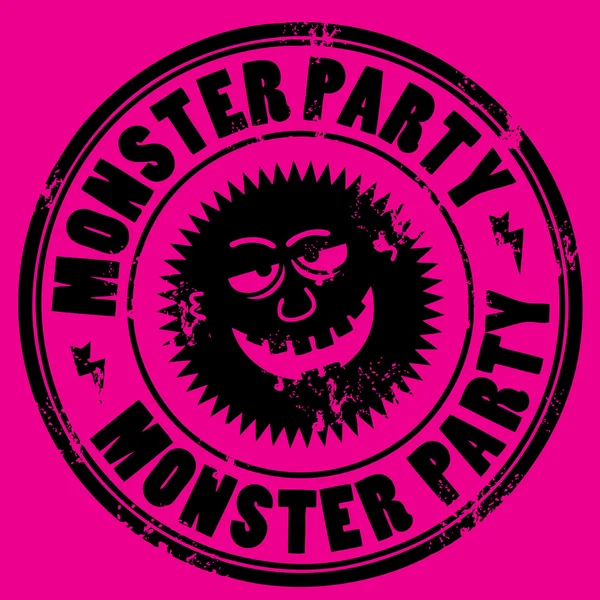 Monster party stamp — Stock Vector