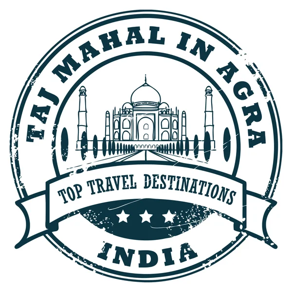 Taj Mahal en el sello Agra — Vector de stock