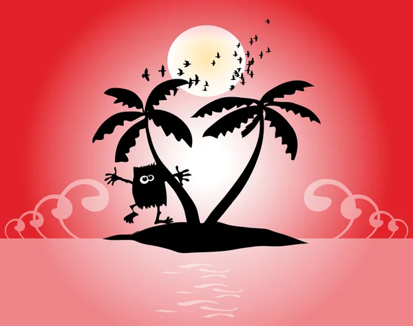 Palmier tropical île — Image vectorielle