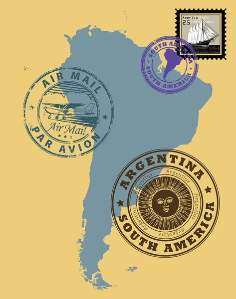 主题南美洲的邮票 — 图库矢量图片