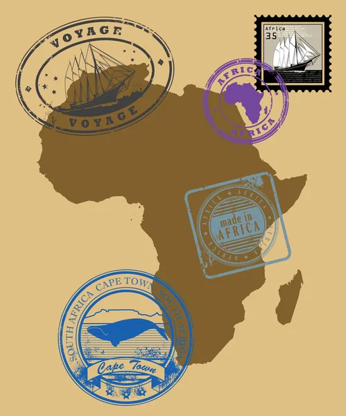 Timbres du thème Afrique — Image vectorielle