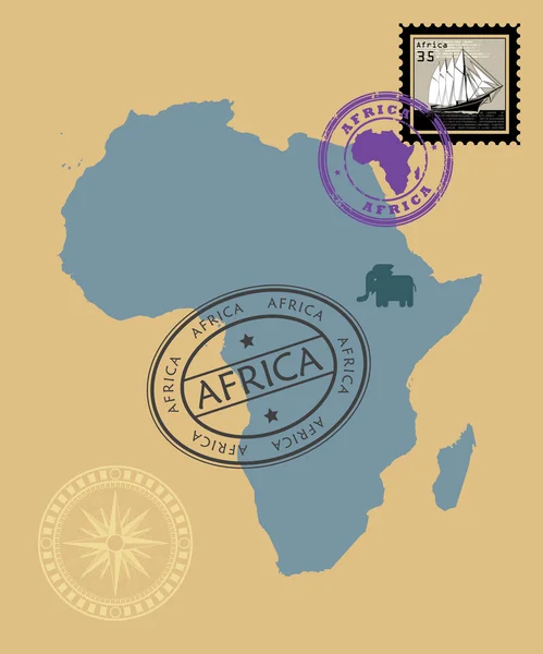 Postzegels van thema Afrika — Stockvector