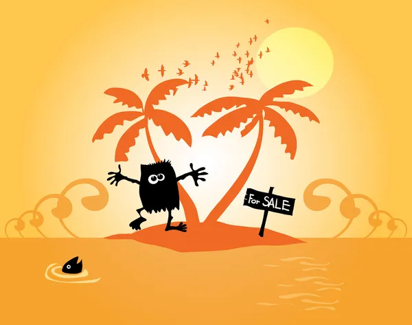 Ilha de palma tropical — Vetor de Stock