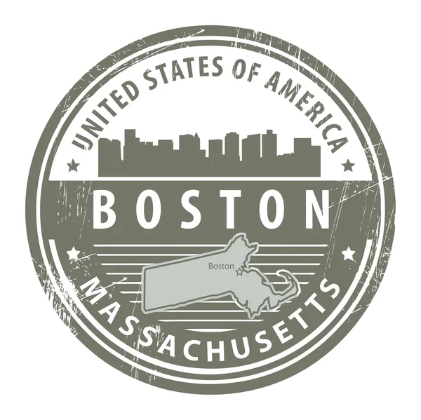 美国马萨诸塞州波士顿邮票 — 图库矢量图片