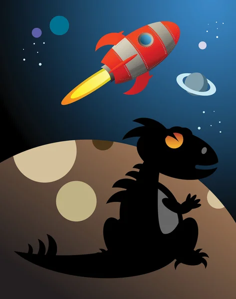 Dino and Rocket — Stock Vector