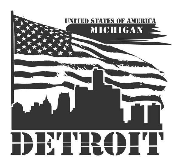 Michigan, detroit etiketi — Stok Vektör