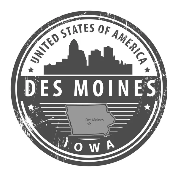 Iowa, des moines stempel — Stockvector