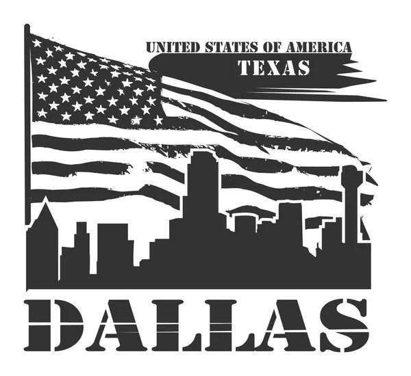 Label Texas, Dallas — Stock Vector