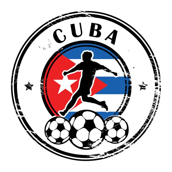 Sello de fútbol cubano — Vector de stock