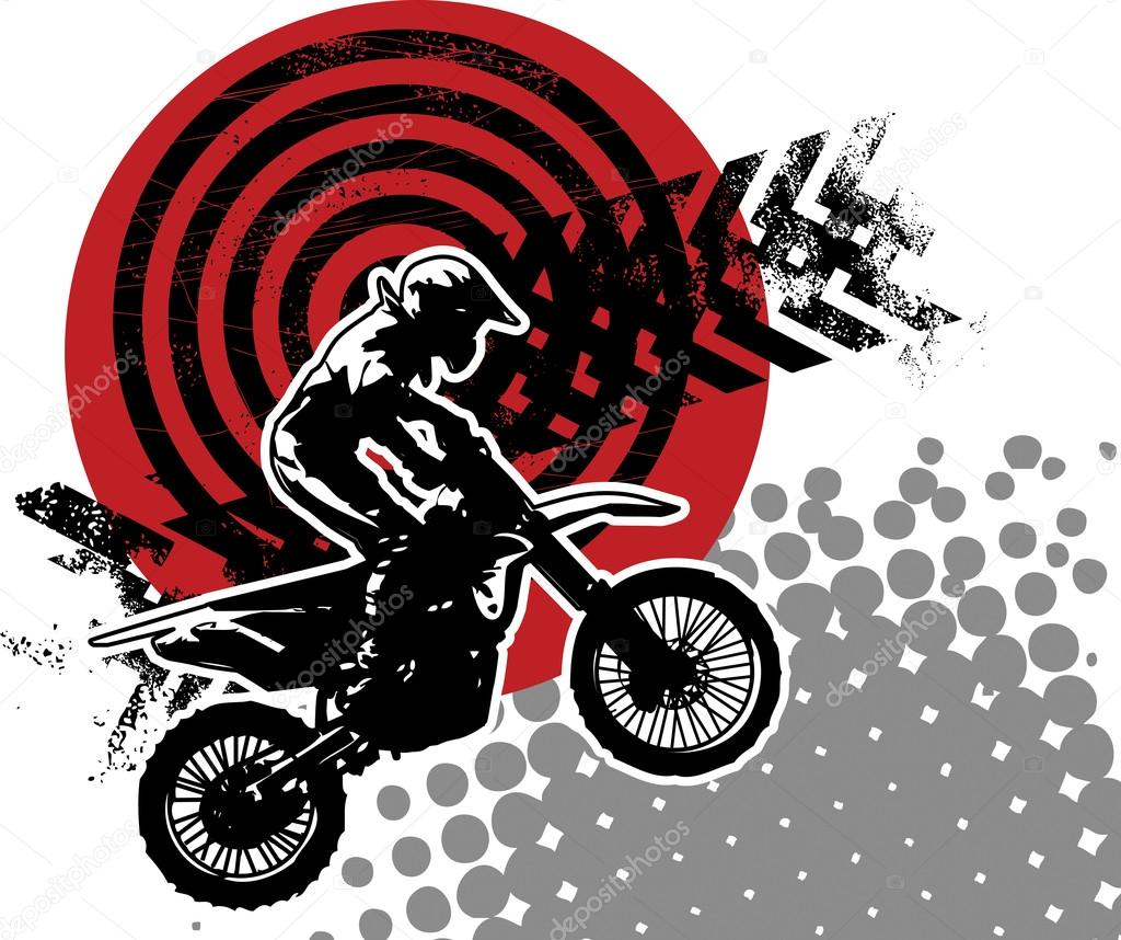 Vetor de ilustração de aventura de trilhas de motocross em fundo preto