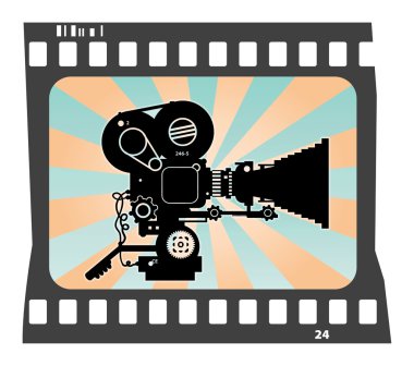 Background with movie camera clipart