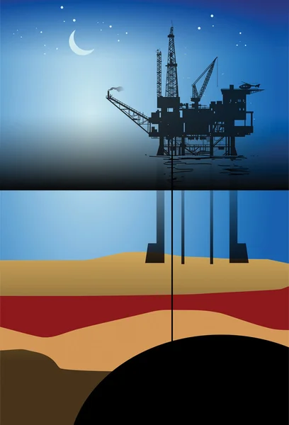 Moře ropné plošiny — Stockový vektor