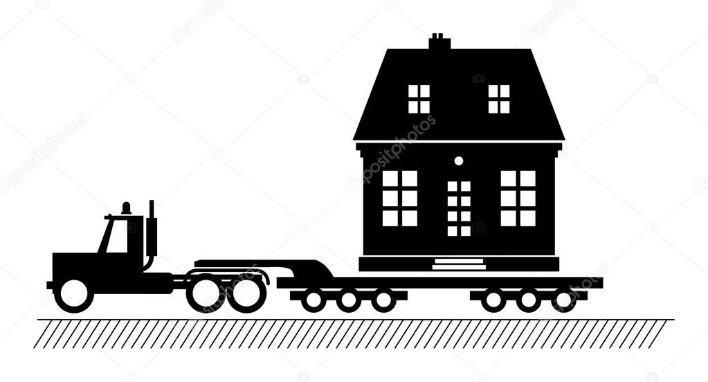 Truck delivers the house