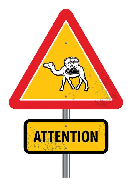 Warning for crossing camels — Stock Vector