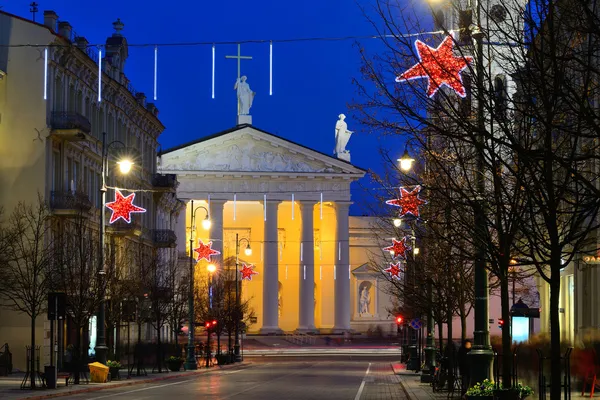 Vilnius at night, Christmas — Stock Photo, Image