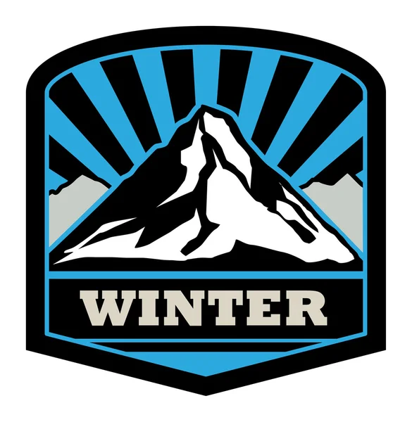 Pegatina montaña invierno — Vector de stock