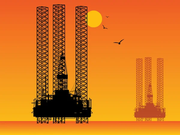 Oil Rig Drilling Platforms — Stock Vector