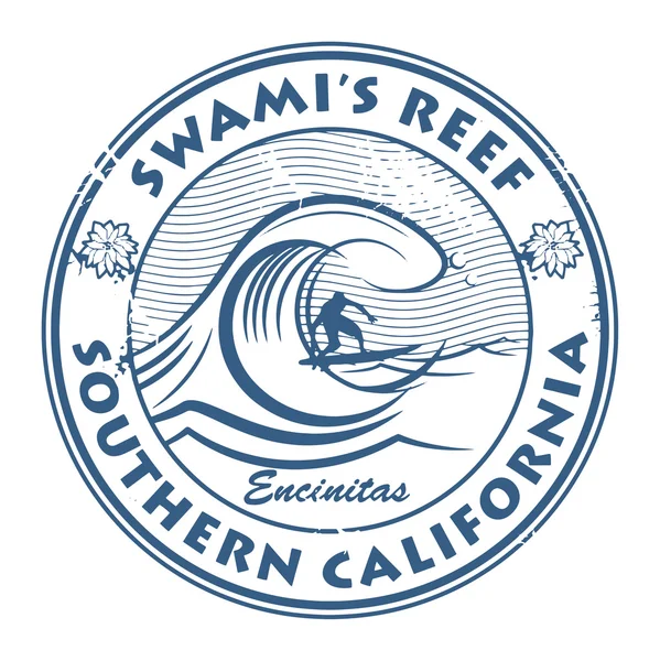 Swami's Reef, California stamp — Stock Vector