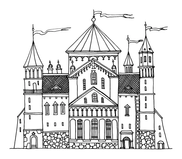Castillo de dibujo a mano — Archivo Imágenes Vectoriales