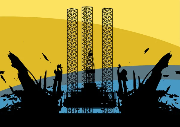 石油钻机钻井平台 — 图库矢量图片