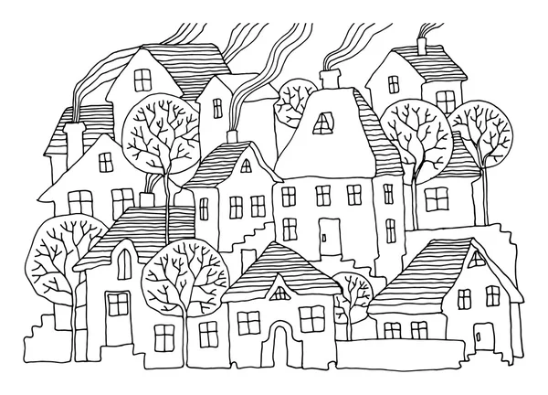 Kézi rajz házak — Stock Vector